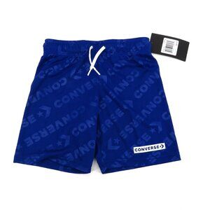 Converse Boys Blue Logo Print Mesh Shorts Size 5Drawstring Waist NWT $24